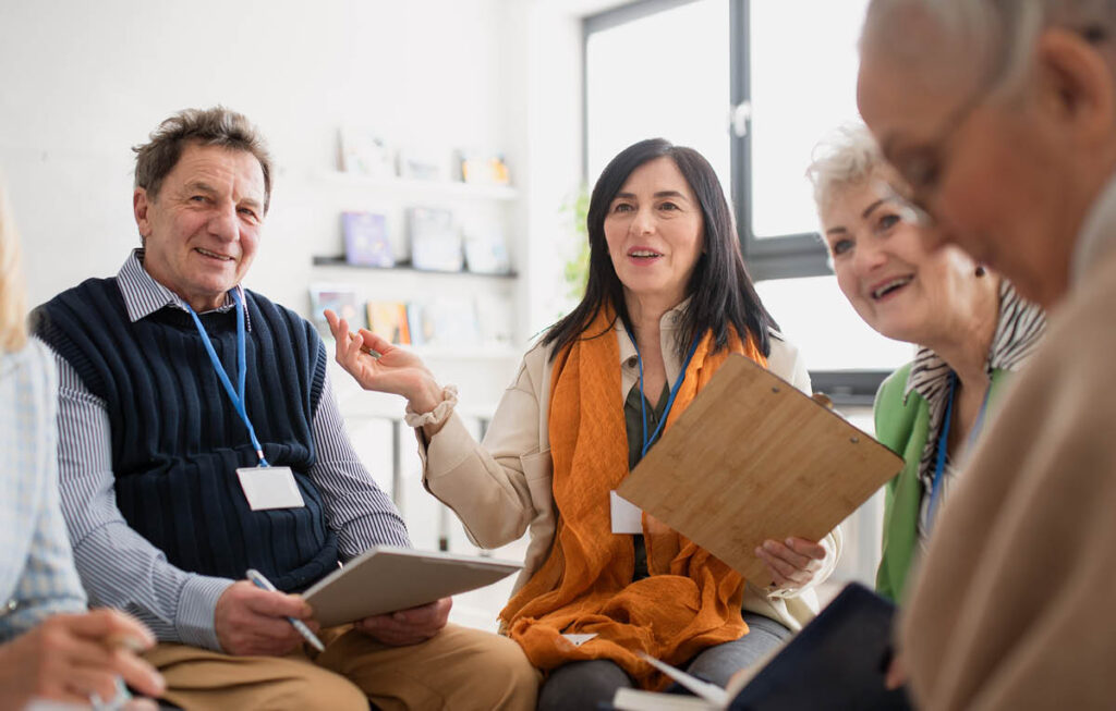 Board members in discussion