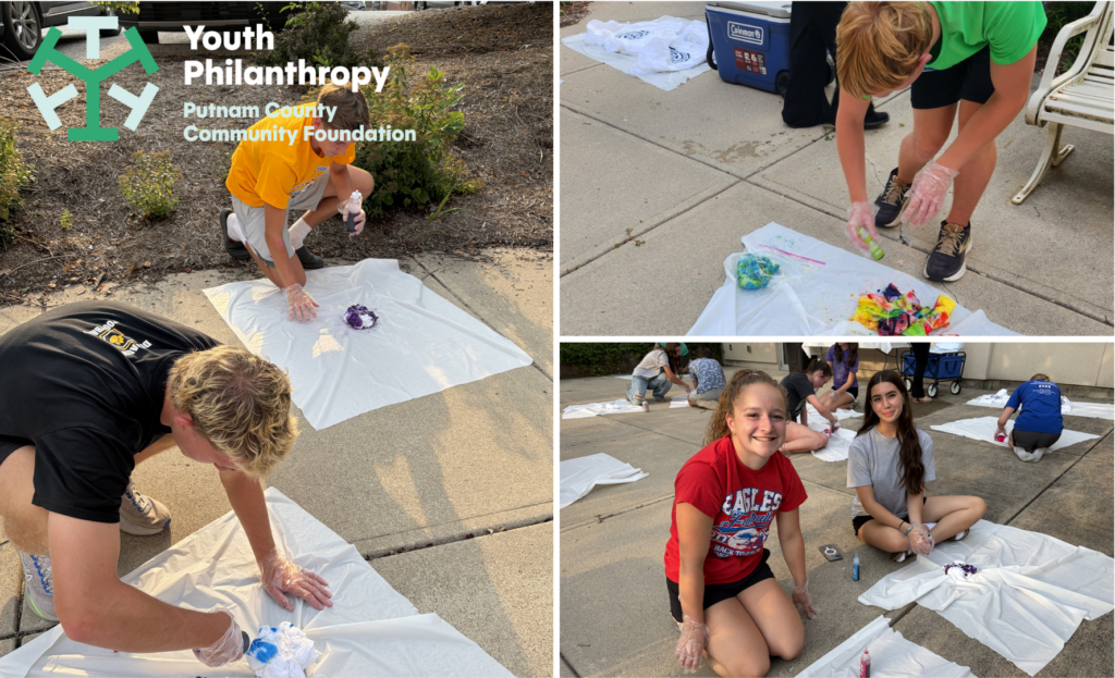 collage of youth doing tie dye